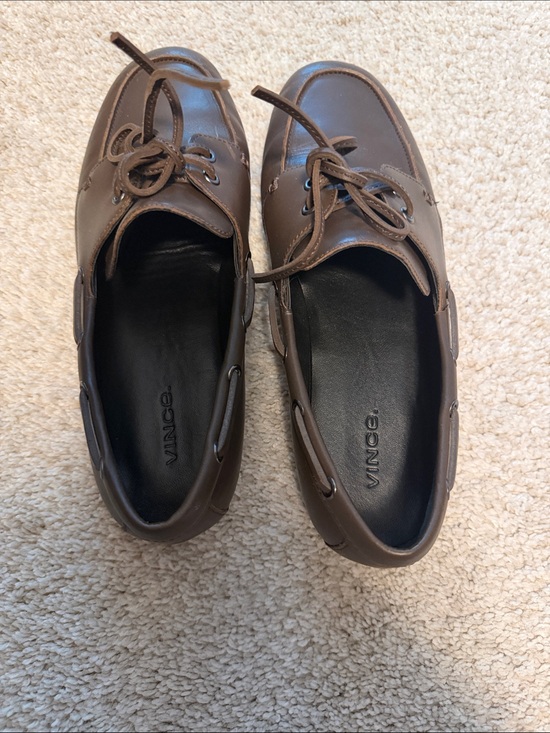 Vince Shoes - Vince Brown Leather Lace-Up Boat Shoes
